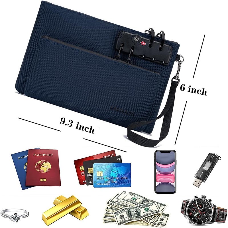 BARDOLPH Money Bag with Lock, Double layer Men & Women's Locking Accessories Pouch, Bank Bag,CashBag with Lock and Zipper NotaryBag with Lock (BLUE) - Image 4